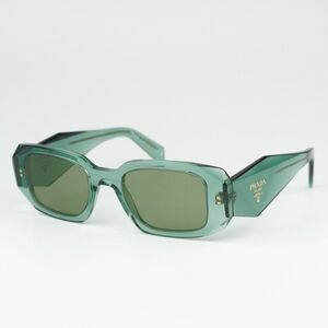 NEW Prada PR17WS 11R10E Sage Green Mirror Internal Silver Rectangle Sunglasses